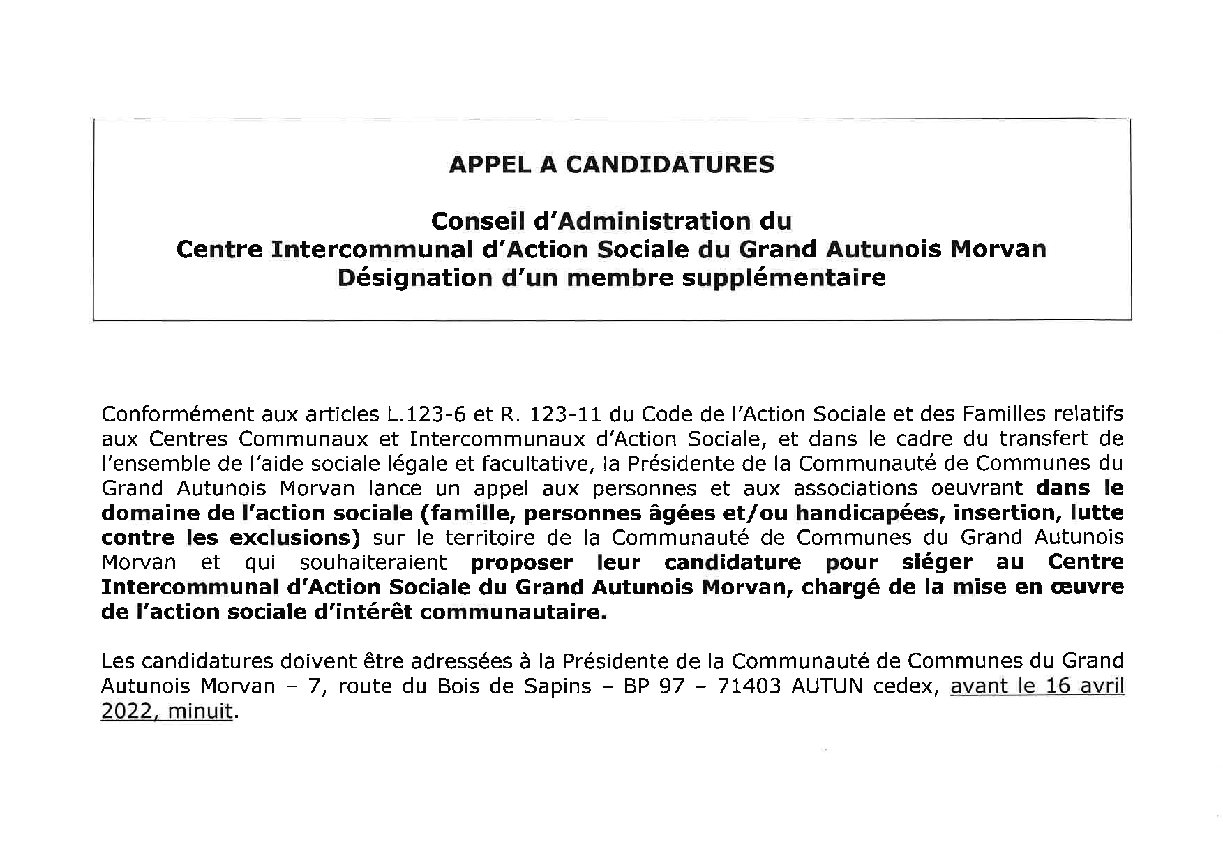 appel à candidature cias